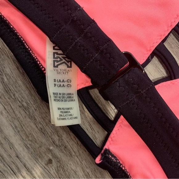 Victoria Secret PINK Black Swim Suit Tie Top Bra Inserts Bathing suit - Picture 8 of 8
